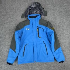 OUTDOORSPORTS Jacket Mens Large Blue Gray Hooded Ski Outdoor Series Insulated